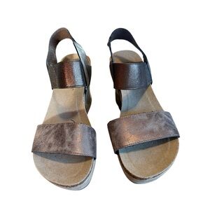 Pierre Dumas Metallic Wedge Sandals Women’s Size 9 Comfort Platform Shoes
